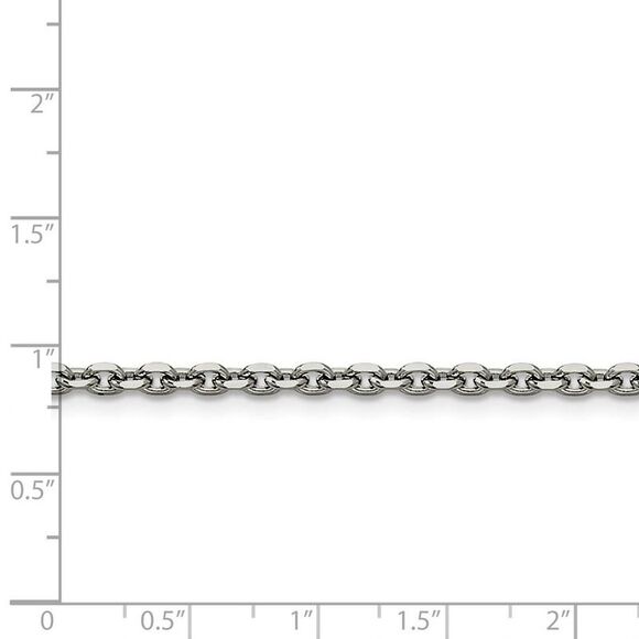 3.4mm Stainless Steel Polished Cable Chain Necklace, 24 Inch - Picture 2 of 5